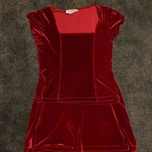 VINTAGE 2 piece velvet maroon bodysuit